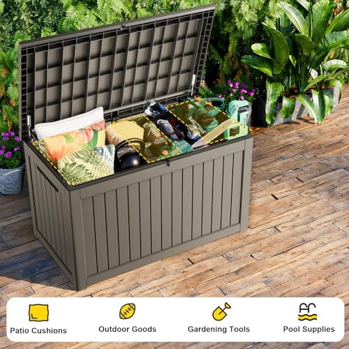 DRATO 280 Gallon Outdoor Storage Box Waterproof, Resin Large Deck Box - Image 4