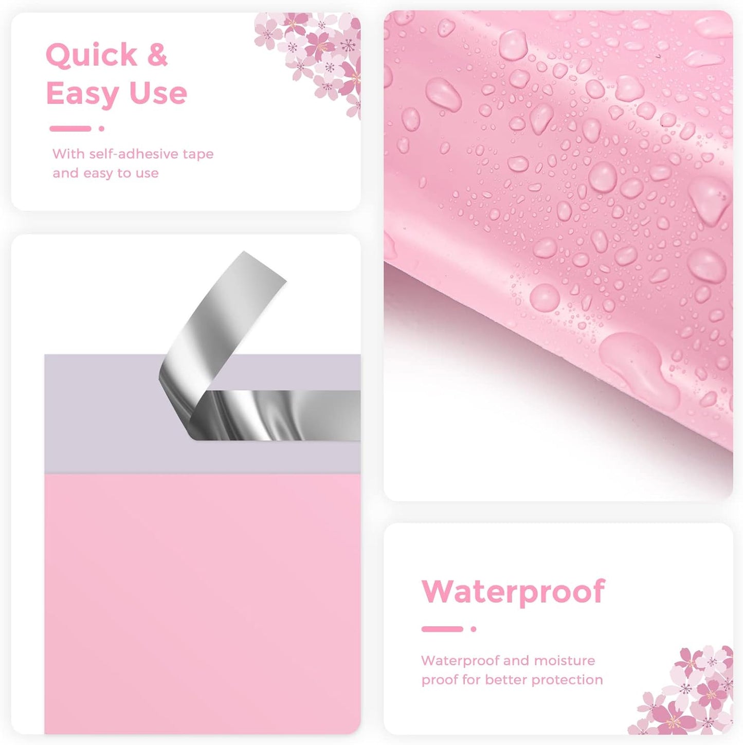 Metronic Poly Mailers 9x12 200 Pack, Strong Adhesive Shipping Bags for Clothing, Waterproof and Tear-Proof Shipping Envelopes, Small Mailers Poly Bags Packaging Bags in Light Pink