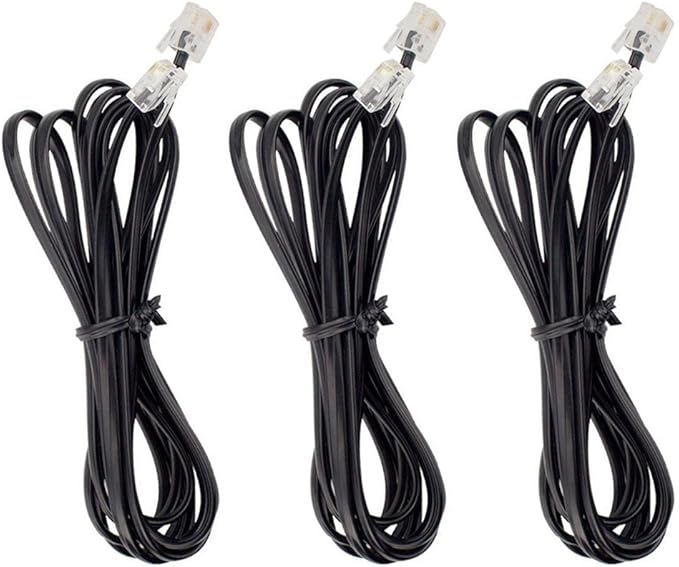 Phone Cord, 6P4C Black Phone Telephone Extension Cord Cable Line Wire RJ11 6P4C by Unknown