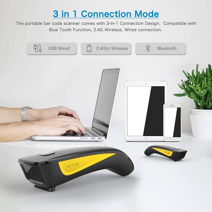 NETUM Mini Barcode Scanner Bluetooth Compatible, Small Portable USB Bar Code - Image 3