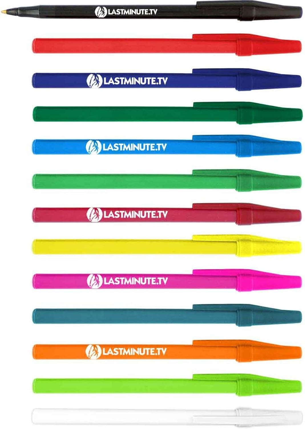 Personalized Stick Pens With your Custom Logo or Text-500 Pack Bulk-for Businesses, Parties, and Events, Custom Printed Slim Ballpoint Pens Colored with Cap, Red, Black Ink