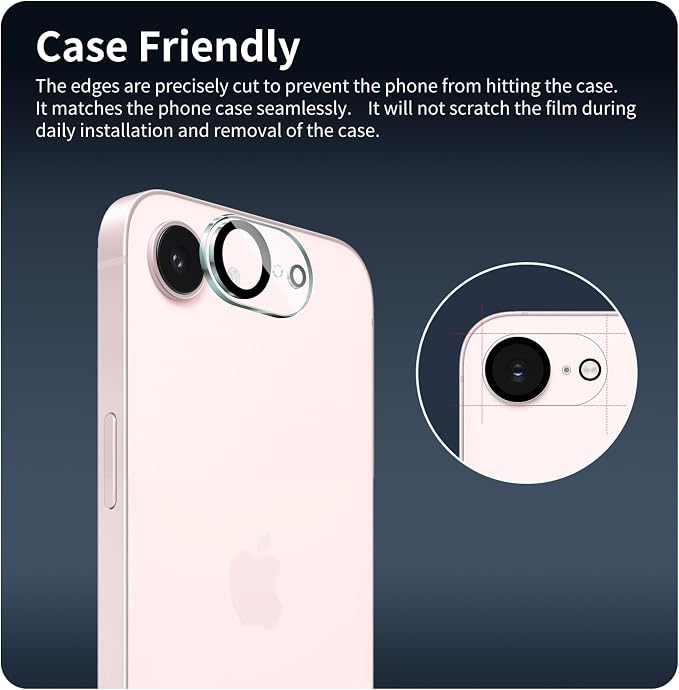 4-Pack Camera Lens Protector for iPhone 16e/17e, 9H Tempered Glass Camera Cover - Image 7