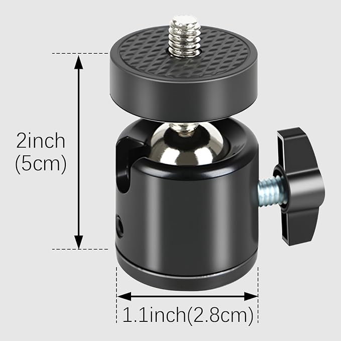 Mini Ball Head 360 Rotatable Ball Heads Camera Mount Adapter, Compatible - Image 2