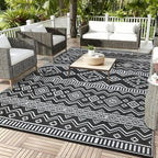 Garvee Outdoor Rug 9x18 Waterproof Reversible Boho Plastic Straw Mat, - Image 3