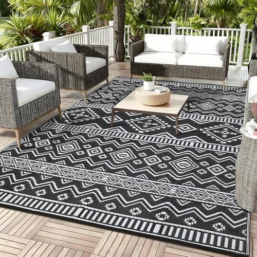 Garvee Outdoor Rug 9x18 Waterproof Reversible Boho Plastic Straw Mat, - Image 3