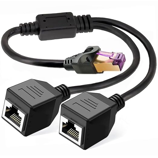 Ethernet Splitter 1 to 2, RJ45 Internet LAN Network Splitter Adapter 1 Male to by ukiism