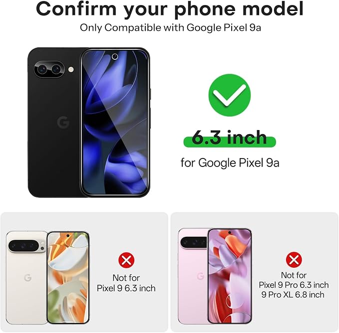 OMOTON 3+2 Pack for Google Pixel 9a Screen Protector 6.3 inch, 3 Pack Tempered - Image 2