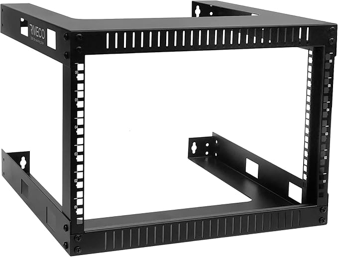 RIVECO 6U 19" Wall Mount Network Rack – 17.7" Deep 2 Post Shelf Open Frame by RIVECO