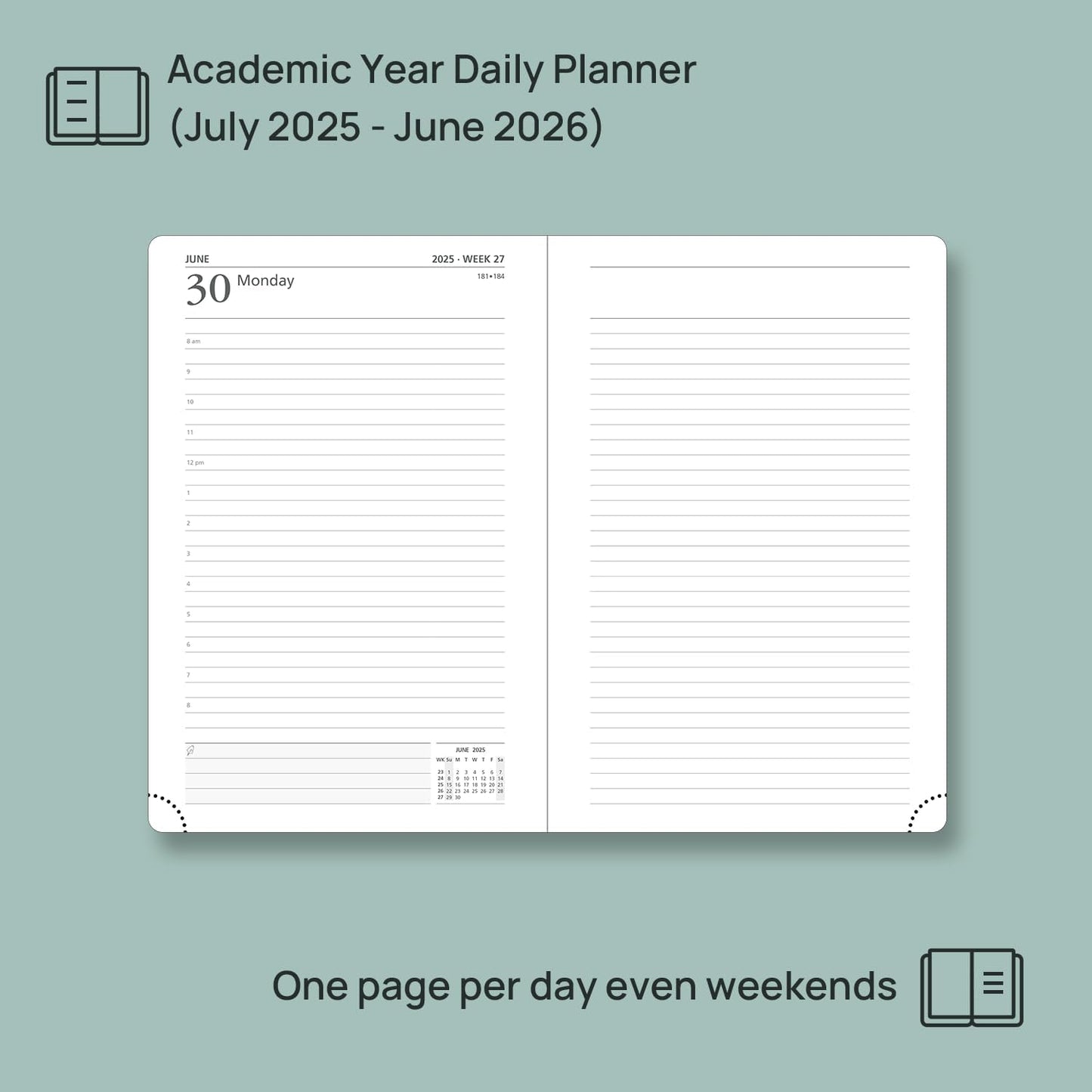POPRUN 2025-2026 Daily Planner One Page Per Day (Medium - 5.75'' x 8.5'') - Academic Calendar (July 2025 - June 2026), 2025 Day Appointment Book with Monthly Tabs, Hardcover - Burgundy