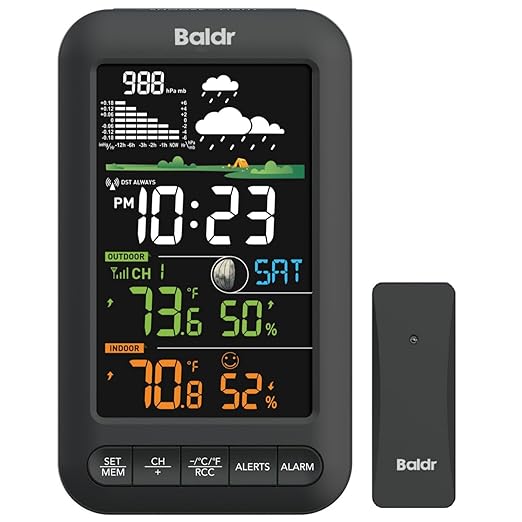 BALDR Wireless Indoor Outdoor Thermometer Weather Station by BaldrInc