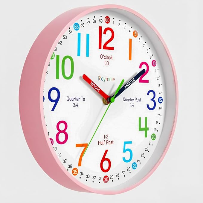 Roymnie Wall Clock 8 Inch for Kids Learning to Tell Time Easily Non Ticking - Image 5