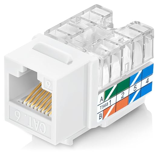 Everest 90° Angled RJ45 Cat6 Keystone Jacks 50-Pack in White by EverestMediaSolutions