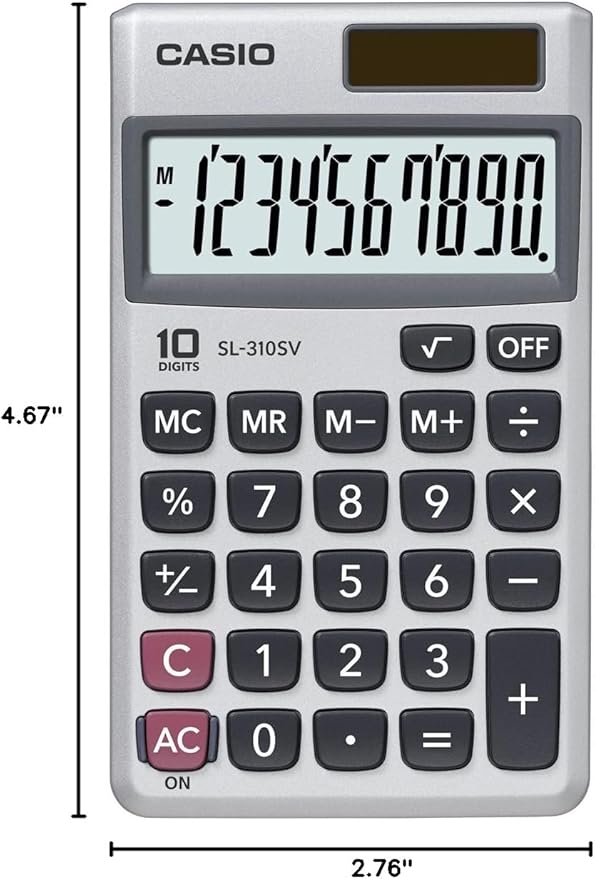 Casio SL-310SV, Sloar Powered Standard Function Calculator - Image 2