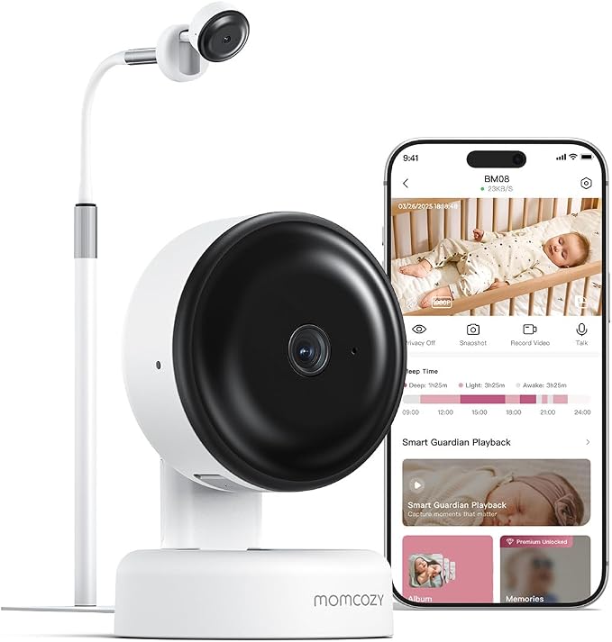 Momcozy Smart Baby Monitor, 2K HD Contact-Free Baby Camera, Table & Floor Stand by Momcozy