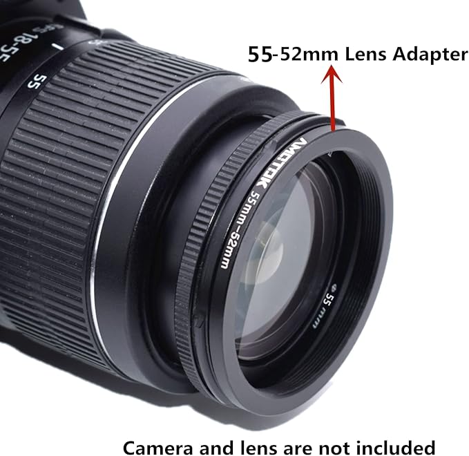55mm Lens to 52mm Camera Lens Adapter, 55mm to 52mm Filter Step-Down Ring - Image 4