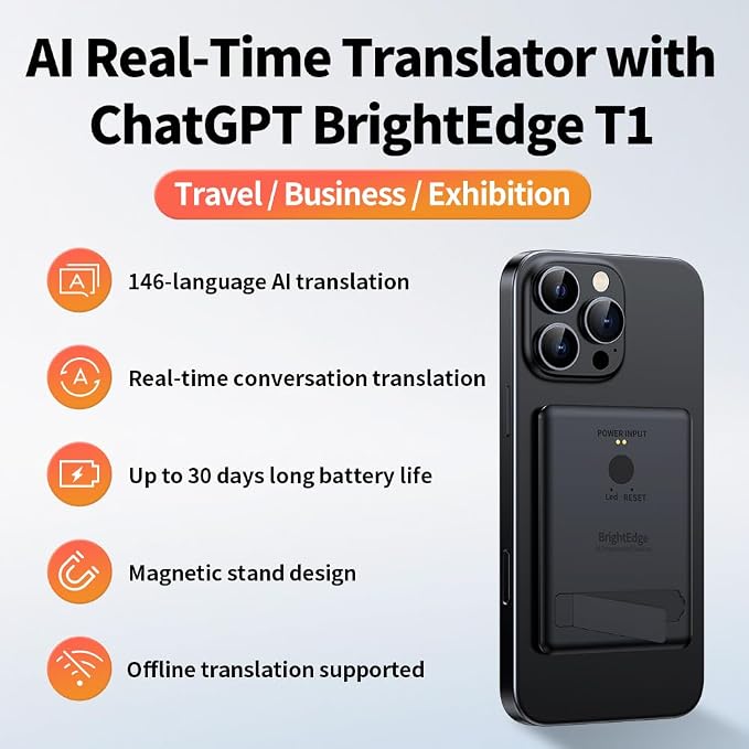 Portable AI Voice Translator Device, 146+ Languages Real-Time Two-Way Translator - Image 9