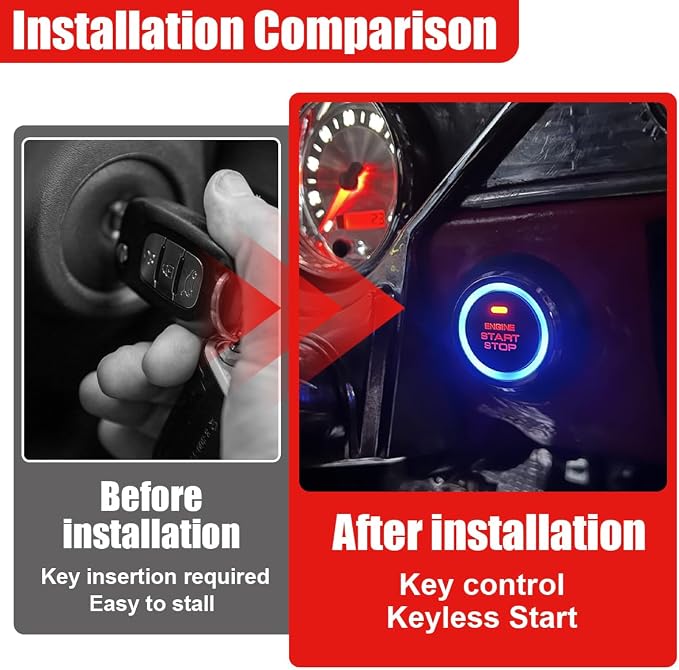 Car Push Engine Start Button Kit, DC12V Automotive Keyless Go System - Image 4