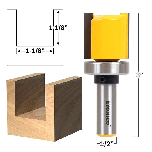 YONICO Flush Trim Router Bit 1-1/8-Inch Diameter 1/2-Inch Shank 14133 - Image 2