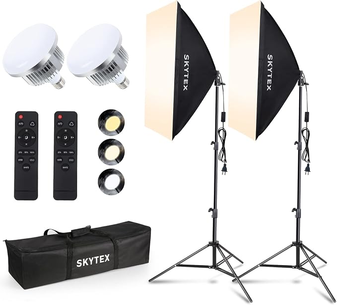 Skytex Softbox Lighting Kit 2Pack 20x28in Soft Box | 85W 2700-6400K E27 LED by skytex
