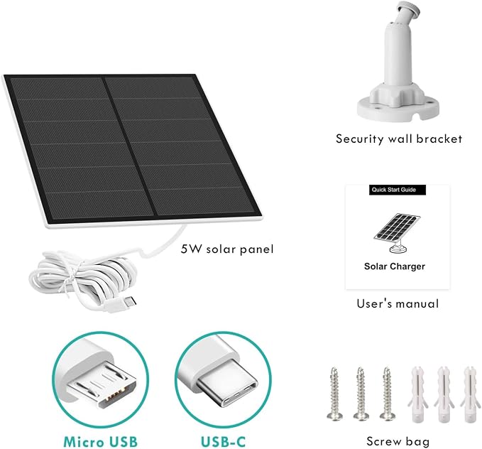 Solar Panel for Security Camera, 5W USB Solar Panel Compatible - Image 7