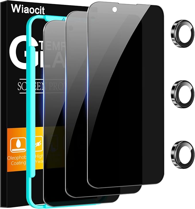 Wiaocit 3 Pack Tempered Glass Privacy Screen Protector by Wiaocit