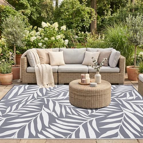 Smiry Outdoor Rug 9x12 ft Waterproof Reversible Leaf Mat - Image 5