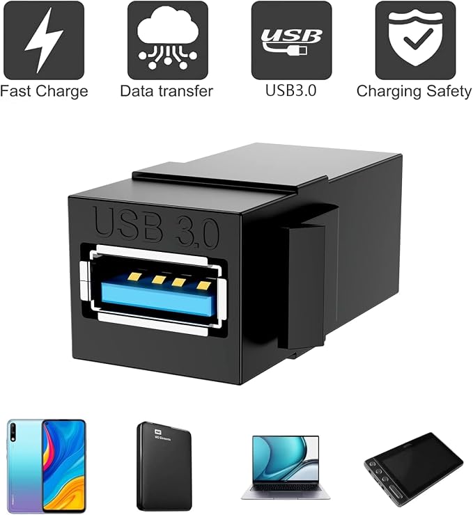 PANPEO USB 3.0 Keystone Jack Insert – Female to Female Coupler - Image 7