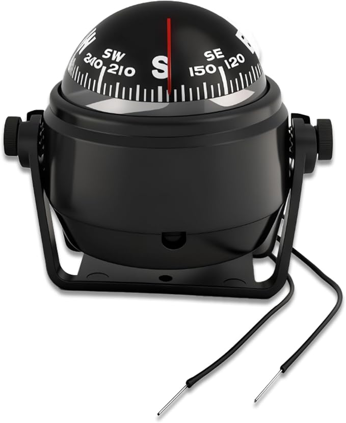 Boat Compass with Magnetic Declination Adjustment, Pivoting Marine Compass by WOKYO