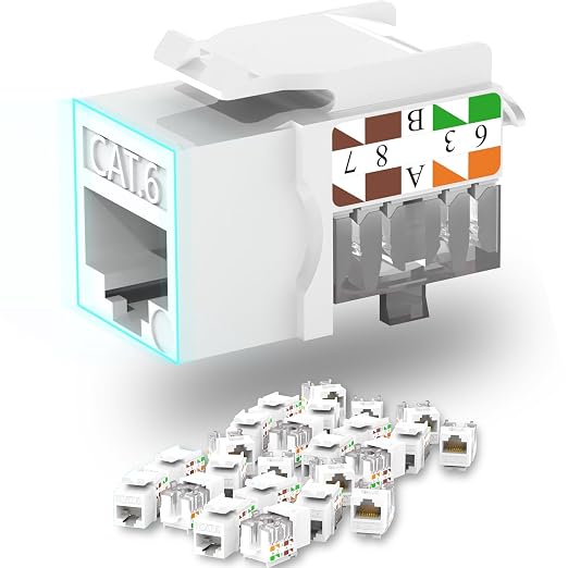 Keystone Jack Cat6 Slim 25 Pack, Cat6 Keystone Jacks 90 Degree, RJ45 Keystone by Lysymixs