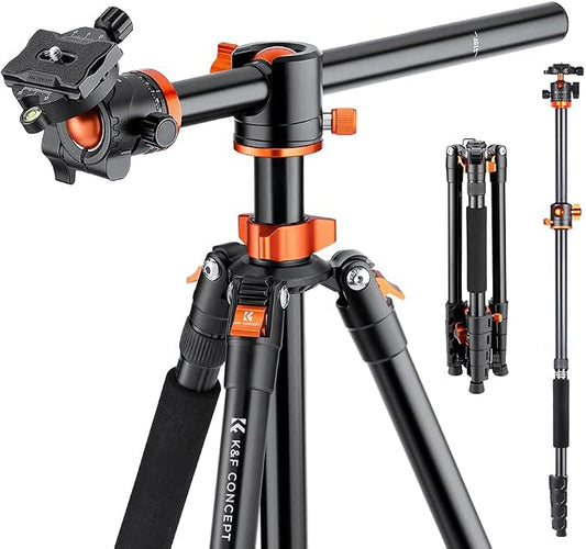 K&F CONCEPT 73 inch /186cm Camera Tripod, Transverse Center Column Aluminium by KFCONCEPT
