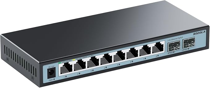 SODOLA 10 Port 2.5Gb Switch Unmanaged, 2X 10G SFP+, 8X 2.5G Base-T Ports by SODOLAPoENETWORKS