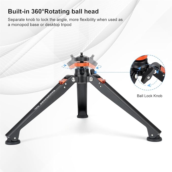 Koolehaoda Mini Tripod Base for Monopods, Aluminum Desktop Tripod | Universal - Image 6