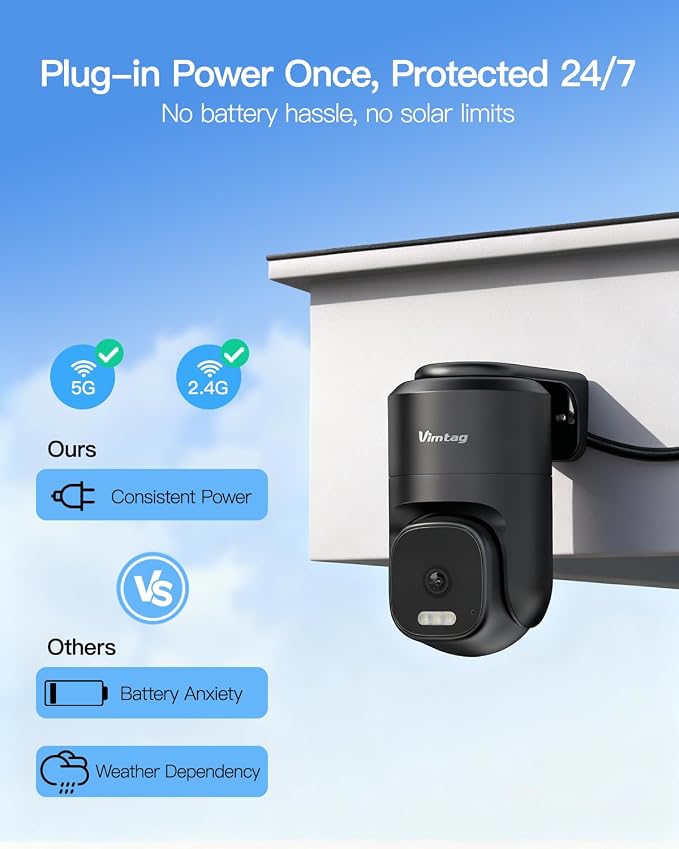 VIMTAG 2.5K 4MP Outdoor Security Camera, Pan/Tilt WiFi Home CCTV Camera - Image 4