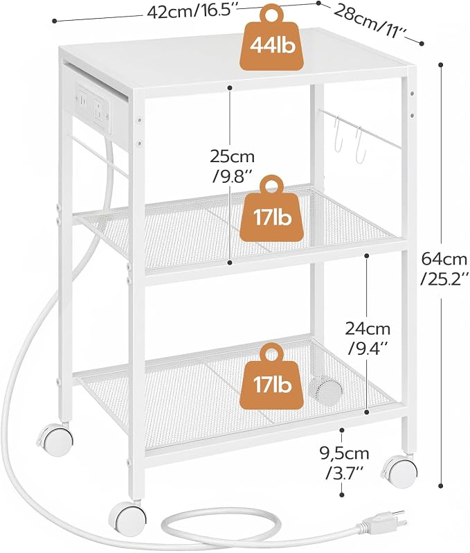 HOOBRO Industrial Printer Stand, 3-Tier Mobile Printer Table, Rolling Cart - Image 3