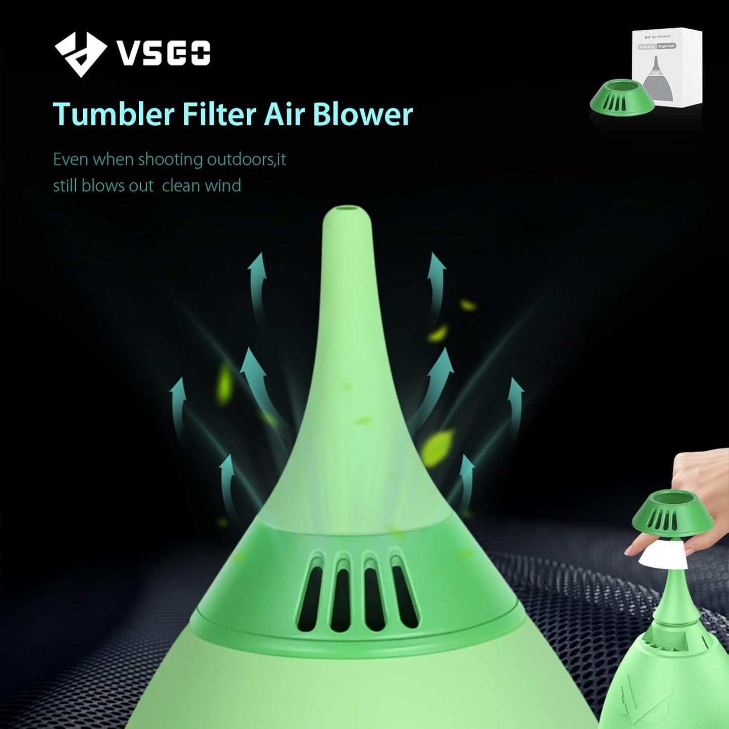 VSGO Camera Air Blower with Filter Compressed Air for for Nikon, Sony, Canon Lens and Sensor Cleaning, Tumbler Design Green (V-B014E)