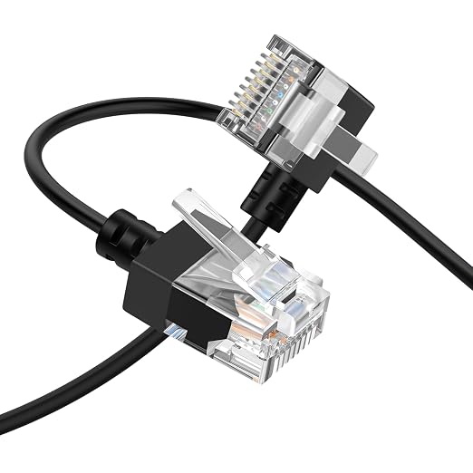 Cat6A Ethernet Cable 90 Degree Left Angled 6.6FT, Flexible Slim & Ultra Thin by Thzzhnno