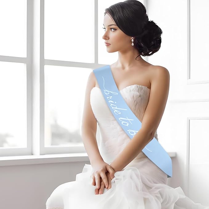 MILVOWOC Blue Bride to Be Sash in Soft Satin, Bachelorette Party Wearable - Image 6