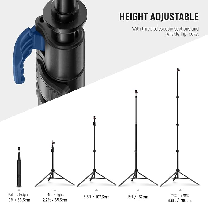 NEEWER Photography Light Stand 1.8-6.6ft/56-200cm - Image 2