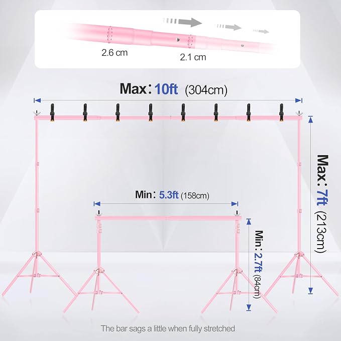 EMART Backdrop Stand 10x7ft Photo Studio Adjustable Background Stand Support kit - Image 2