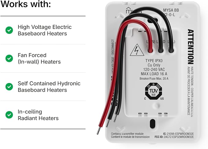 Mysa Smart Thermostat LITE for Electric Baseboard Heaters 240V | DIY Install | - Image 3