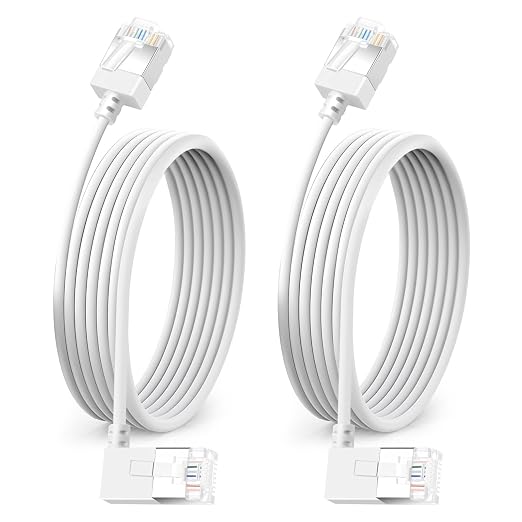 Ultra Thin Cat 6A Ethernet Cable 90° Degree Right Angled 15 Feet 2Pack by DUTEVOLNS
