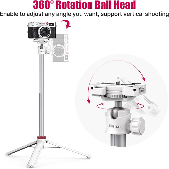 ULANZI MT-44 Extendable Phone Tripod, 360° Ball Head Camera Tripod - Image 4