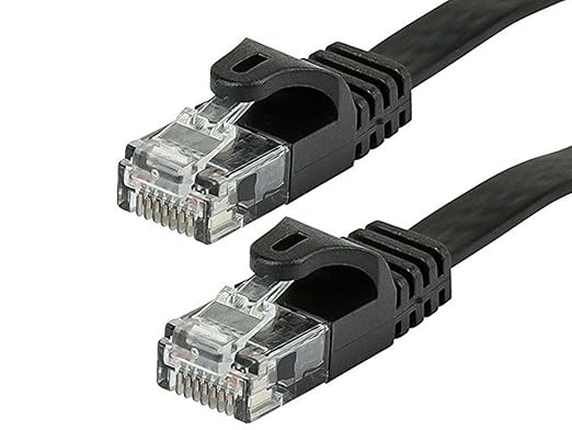 Monoprice Cat5e 10ft Black Flat Patch Cable UTP 30AWG 350MHz Pure Bare Copper by Monoprice