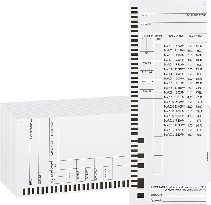 44100-10 Employee Time Cards, 2 Boxes of 100 by Unknown