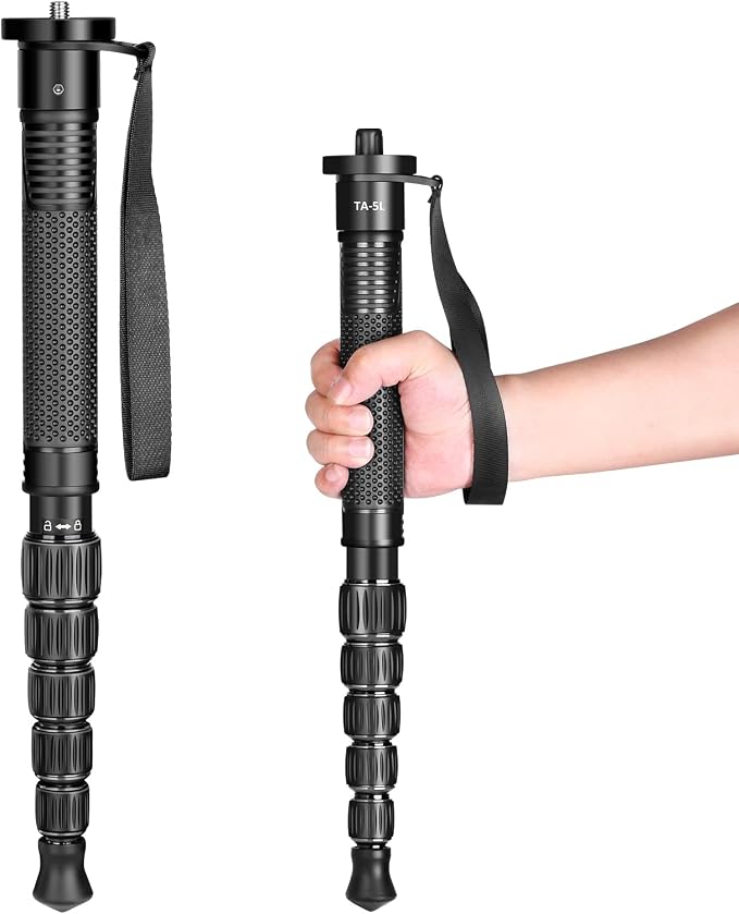 TONYBOO 61” Aluminum Camera Monopod, Lightweight & Portable, 5-Section Travel by TONYBOO