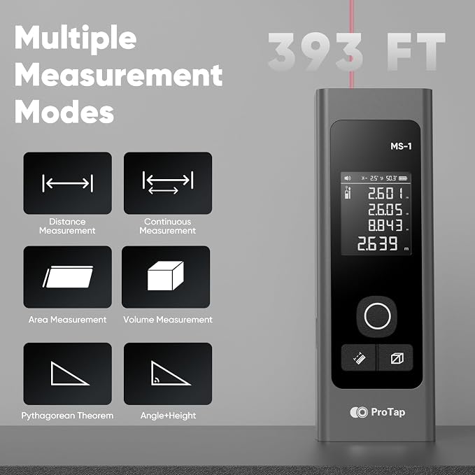 Laser Measure - 393 FT Laser Distance Meters, Type-C Rechargeable Laser - Image 3