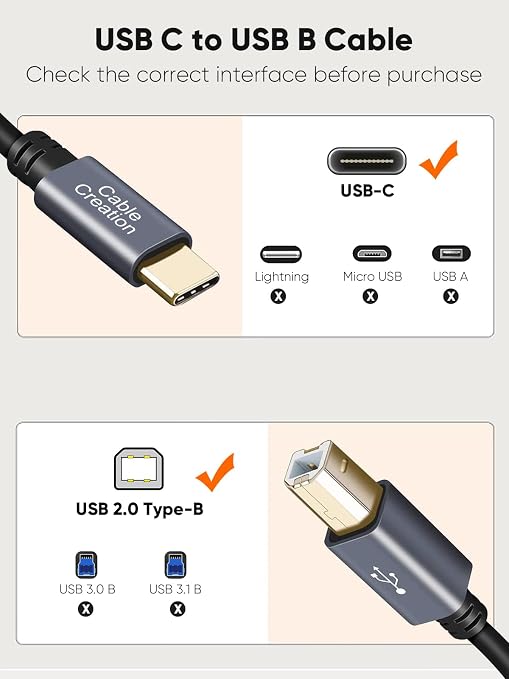 CableCreation USB C to USB B 15FT Printer Cable - Image 8