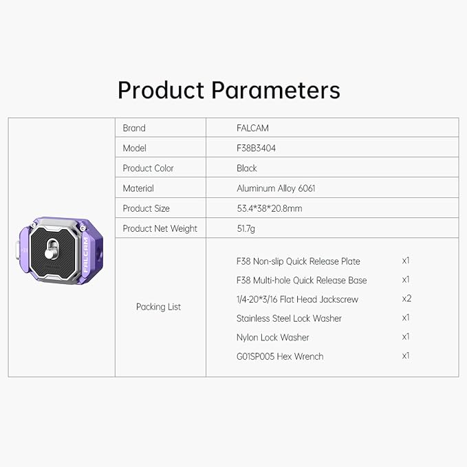 Falcam F38 Multi-Hole Quick Release Plate Kit, 38mm Aluminum QR System - Image 9