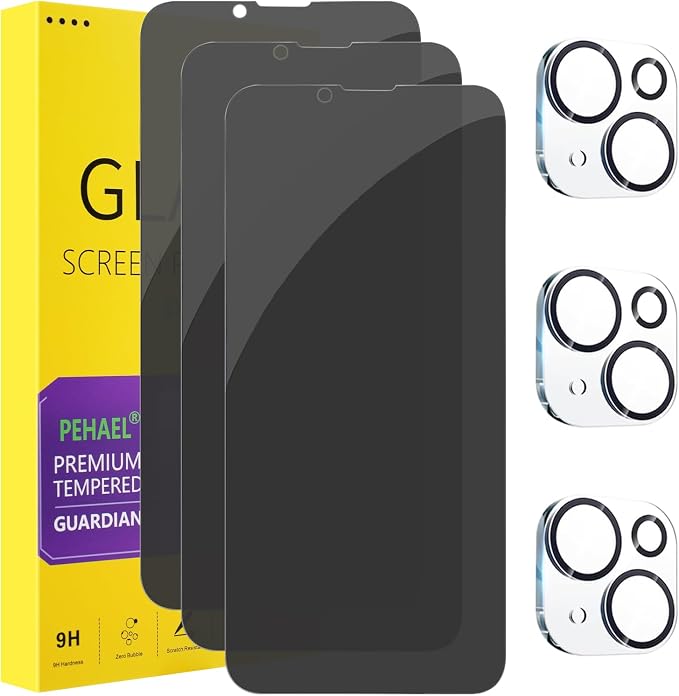 PEHAEL 3+3 Pack for iPhone 13 Mini Privacy Screen Protector by PEHAEL