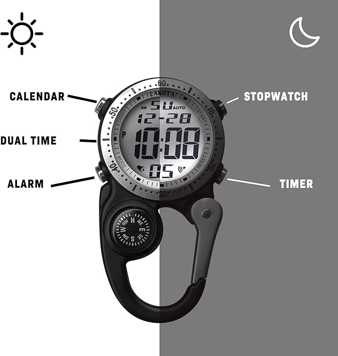 Dakota Digital Backpacker Clip, Fob and Pocket Watch, Timer and Dual Time - Image 5